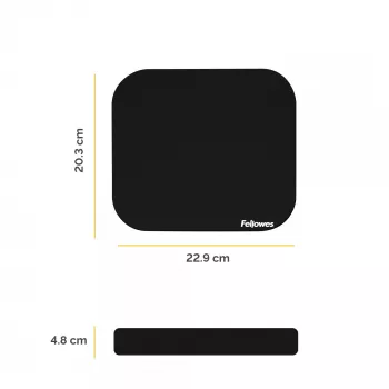 Fellowes Tapete de rato Premium - Preto, Preto, Monocromático, Poliéster, Borracha