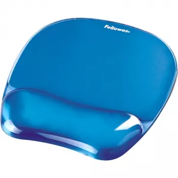 Fellowes Tapete de rato com apoio de pulso - Tapete de rato Crystals Gel com base de borracha antiderrapante - Tapete de rato ergonómico para computador, portátil, escritório em casa – Compatível com ratos laser e óticos – Azul