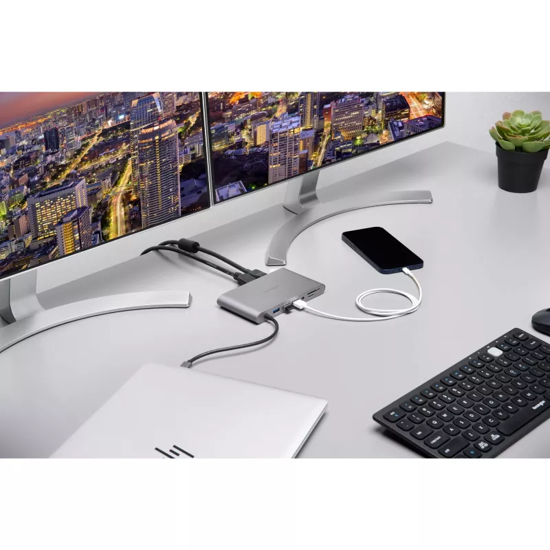 Kensington UH1440P dock móvel USB-C 5Gbps vídeo duplo sem drivers – 85W Pass-Through Power – DP/HDMI/VGA