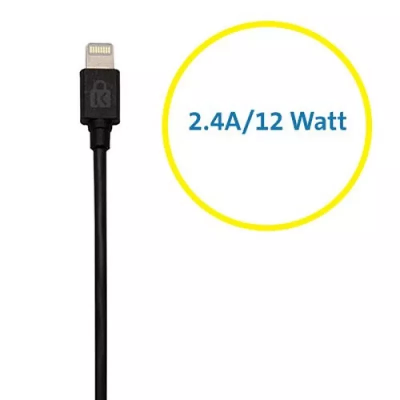 Kensington PowerBolt™ 2.4 carregador de automóvel – Preto, automóvel, isqueiro, 1 m, Preto