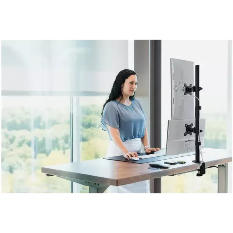 Kensington braço de monitor duplo vertical empilhado com fixação por grampo capacidade 9 kg