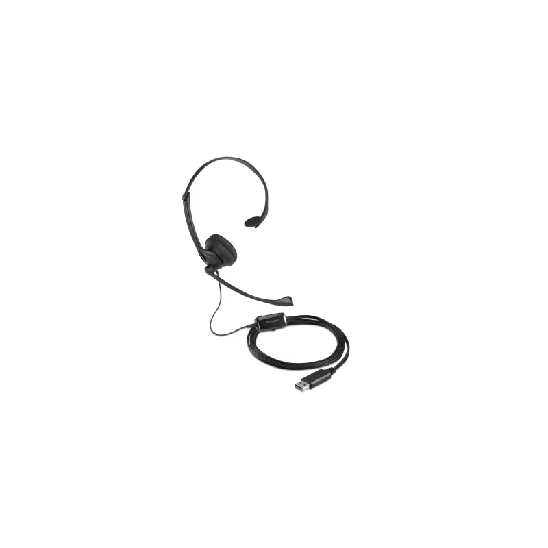 Headset mono USB Kensington com controlos em linha, com fio, escritório/call center, headset, preto