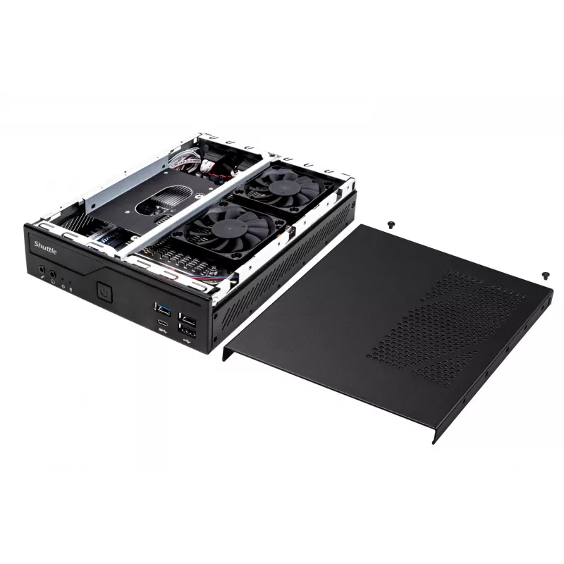 Shuttle PC fino DH610 , S1700, 1x HDMI, 2x DP , 1x 2,5 polegadas, 2x M.2, 2x LAN (Intel 1G + 2.5G), 2x COM, Funcionamento contínuo 24/7, incl. VESA
