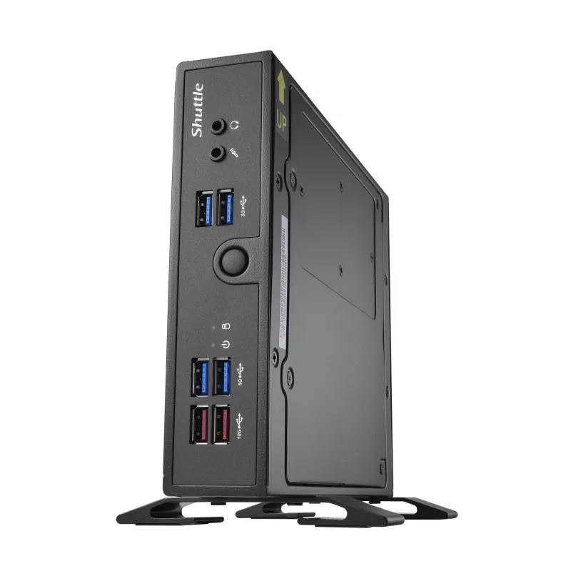 Shuttle XPC Barebone fino DS50U5, i5-1335U, 2x LAN (1x 2,5 Gbit, 1x 1 Gbit), 1x COM, 1x HDMI, 1x DP, 1x VGA, sem ventoinha, Funcionamento contínuo 24/7