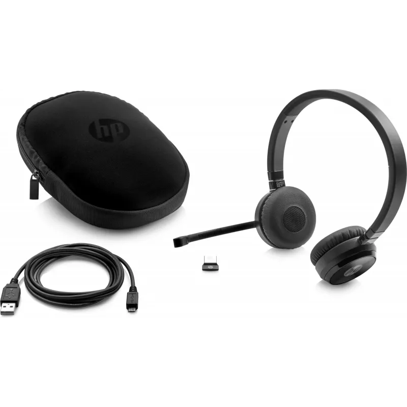HP UC Wireless Duo Headset, Sem fios, Escritório/Callcenter, 310 g, Headset, Preto