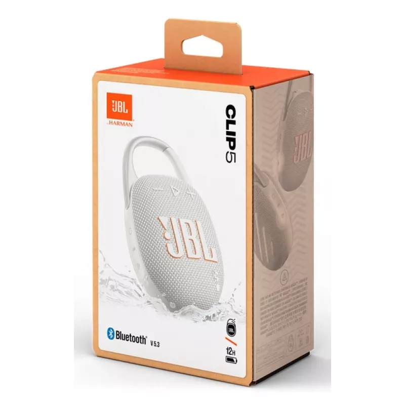JBL Clip 5, 4,5 cm, 7 W, 90 - 20000 Hz, 85 dB, sem fios, 2,4 - 2,4835 GHz