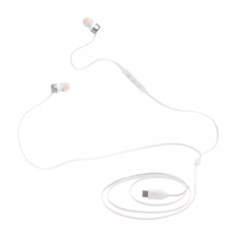 Headset JBL Tune 310C com fios in-ear para chamadas/música USB Type-C branco