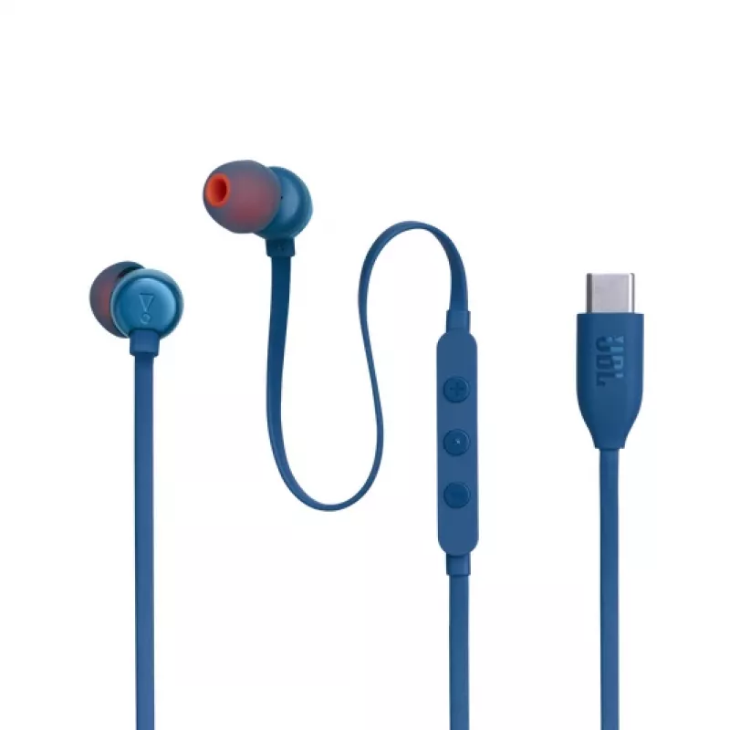 Headset USB JBL Tune 310C com fios in-ear para chamadas/música USB Type-C azul