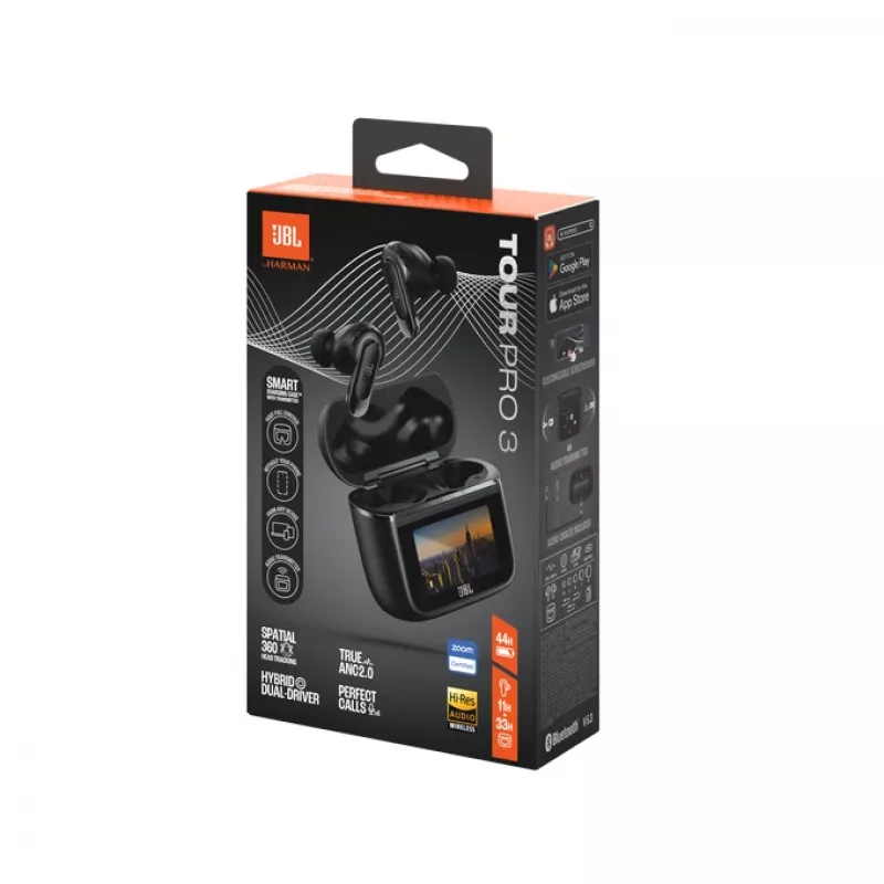 Headset JBL Tour Pro 3 sem fios in-ear para chamadas/música/desporto/dia a dia Bluetooth preto
