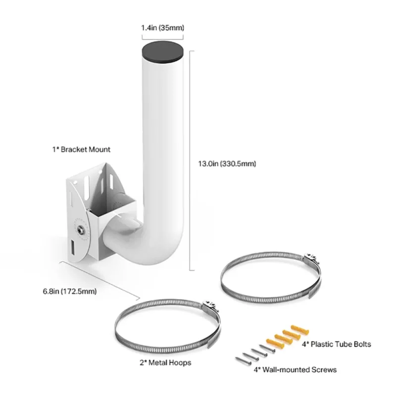 Conjunto de montagem em mastro/parede TP-Link Omada para ponto de acesso exterior, suporte para ponto de acesso Wi-Fi, branco, aço inoxidável, TP-Link, 400 g, 1 unid.