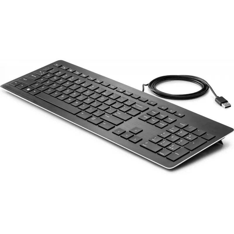 HP USB teclado premium, tamanho completo (100 %), com fios, USB, membrana, preto