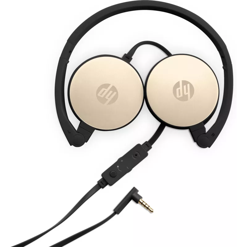 HP headset estéreo H2800 (preto com dourado seda), com fios, chamadas/música, 125 g, headset, preto, dourado