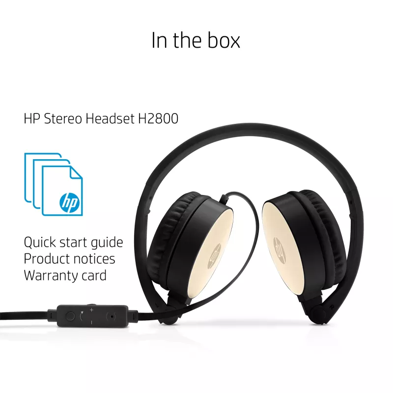 HP headset estéreo H2800 (preto com dourado seda), com fios, chamadas/música, 125 g, headset, preto, dourado