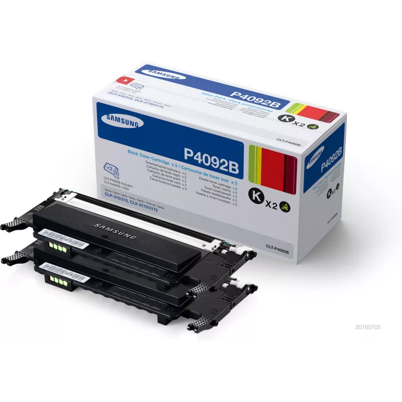 Cartuchos de toner pack de 2, Samsung CLT-P4092B, preto, 1.500 páginas por cartucho
