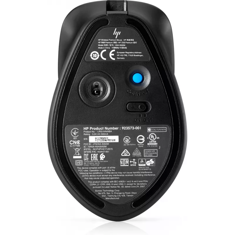 Rato HP ENVY Rechargeable 500, ambidestro, laser, RF sem fios, 1600 DPI, preto, cinzento