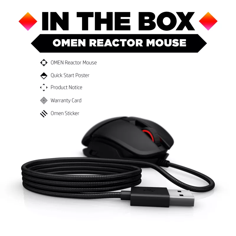 Rato HP OMEN by Reactor, destro, ótico, USB Type-A, 16000 DPI, 0,2 ms, preto