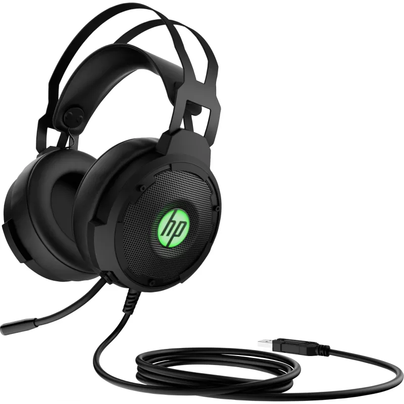 Headset HP Pavilion Gaming 600, com fios, gaming, 360 g, headset, preto, verde
