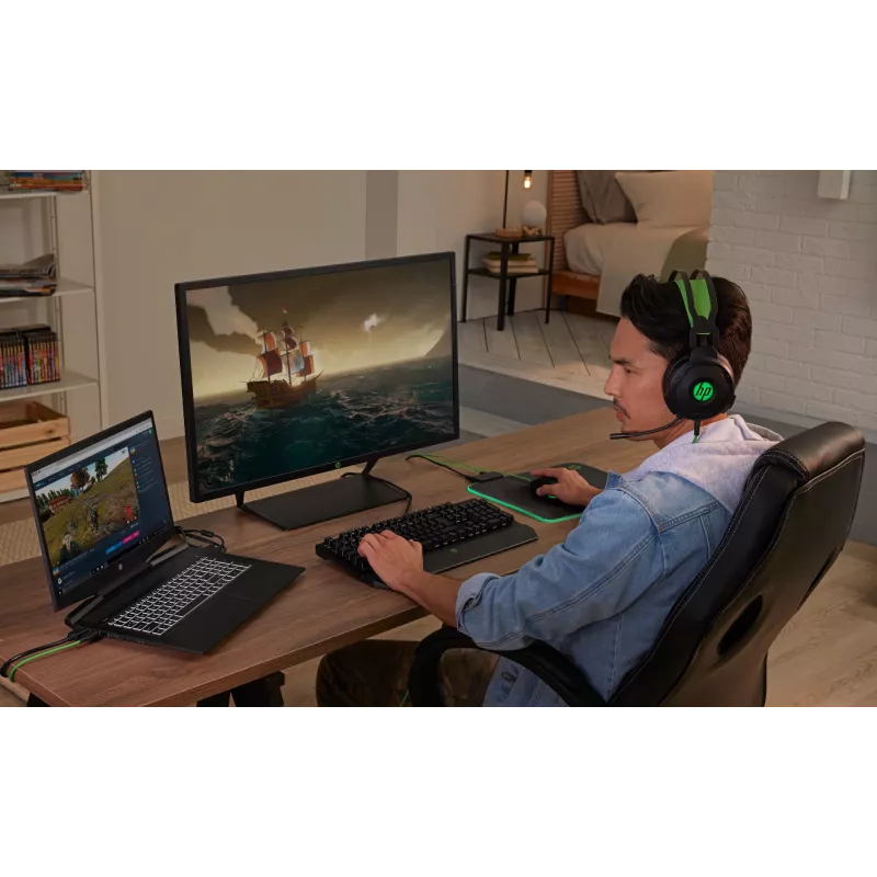 Headset HP Pavilion Gaming 600, com fios, gaming, 360 g, headset, preto, verde