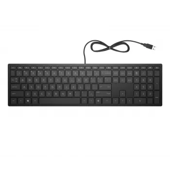 Teclado HP Pavilion Wired 300, tamanho completo (100%), com fios, USB, mecânico, preto