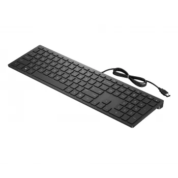 Teclado HP Pavilion Wired 300, tamanho completo (100%), com fios, USB, mecânico, preto