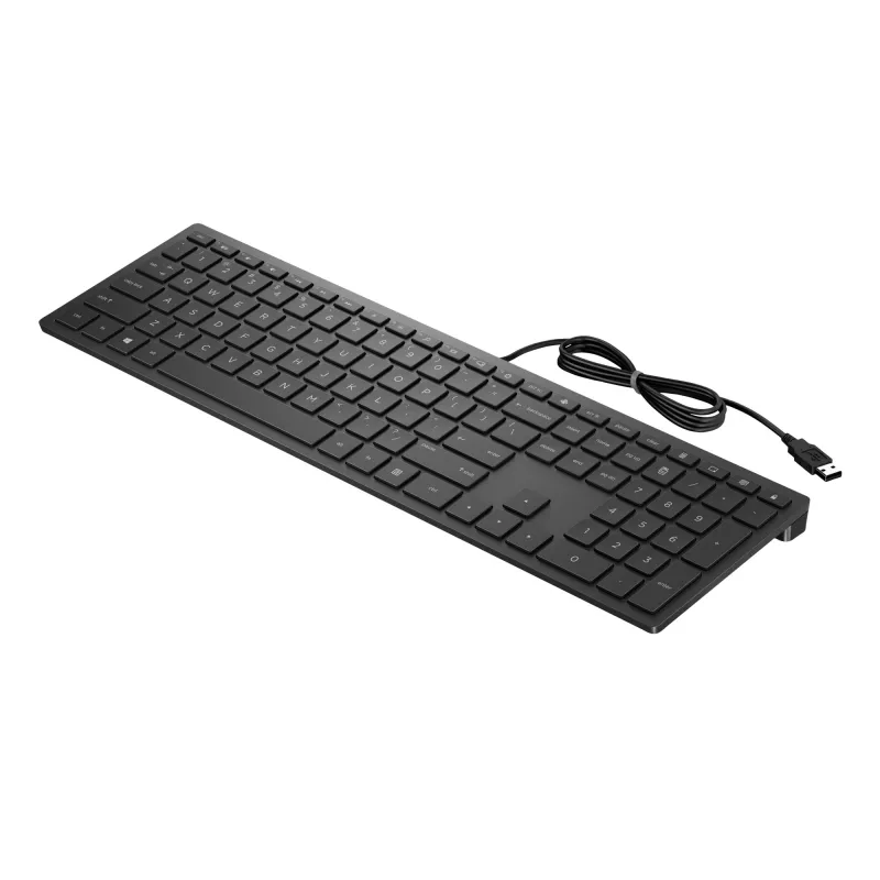 Teclado HP Pavilion Wired 300, tamanho completo (100%), com fios, USB, mecânico, preto