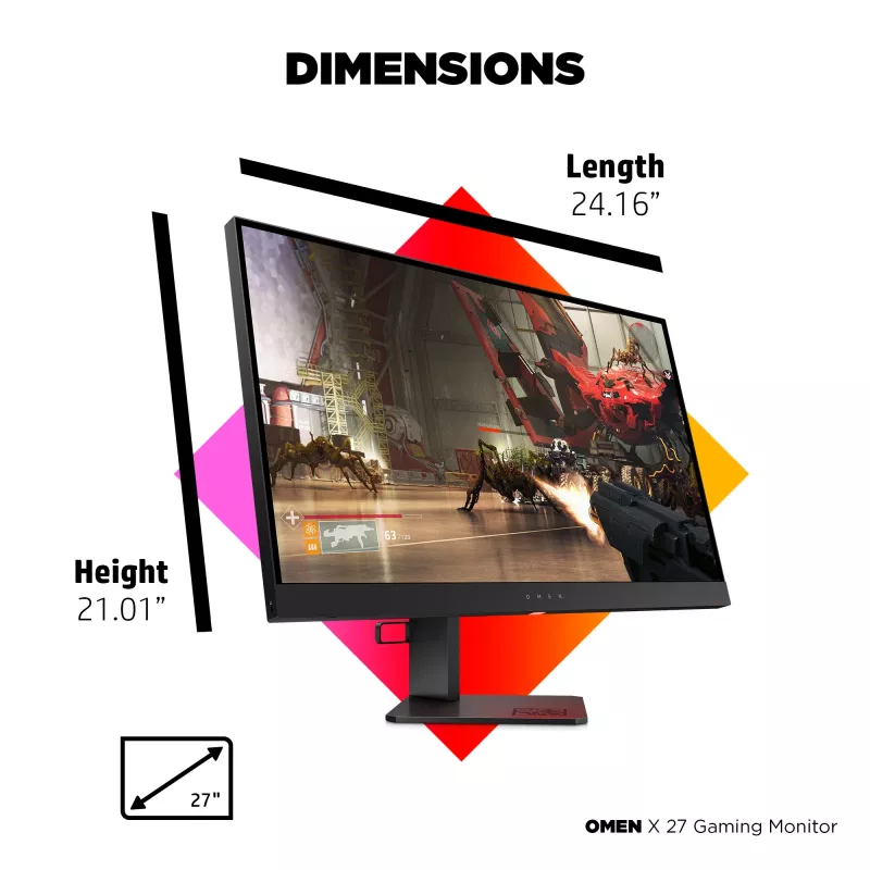 HP OMEN X 27 monitor 68,6 cm (27 polegadas) 2560 x 1440 píxeis Quad HD preto (recondicionado)
