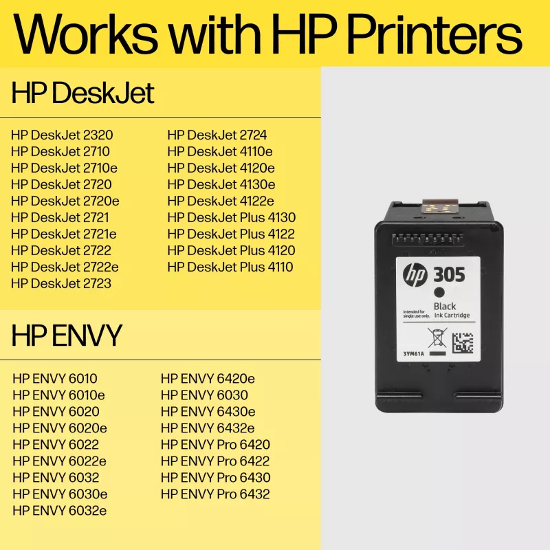 Tinteiro original HP 305XL High Yield preto
