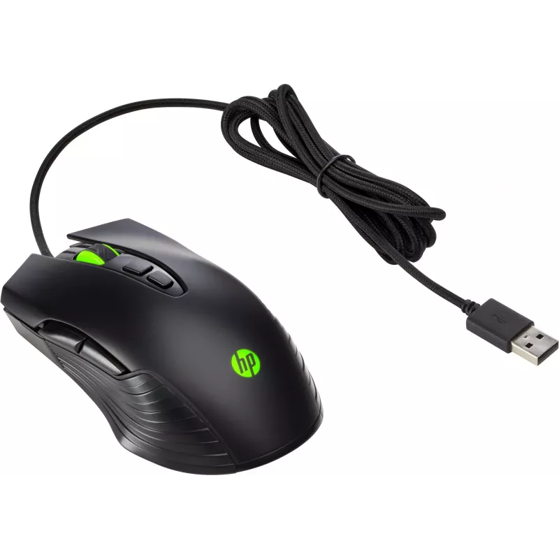 Rato gaming HP X220 com retroiluminação, ambidestro, ótico, USB Type-A, 3600 DPI, preto