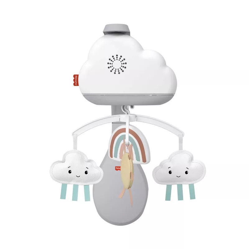 Móbil de berço Fisher-Price Rainbow Showers, berço, som, luz de presença, temporizador integrado, tecido, plástico