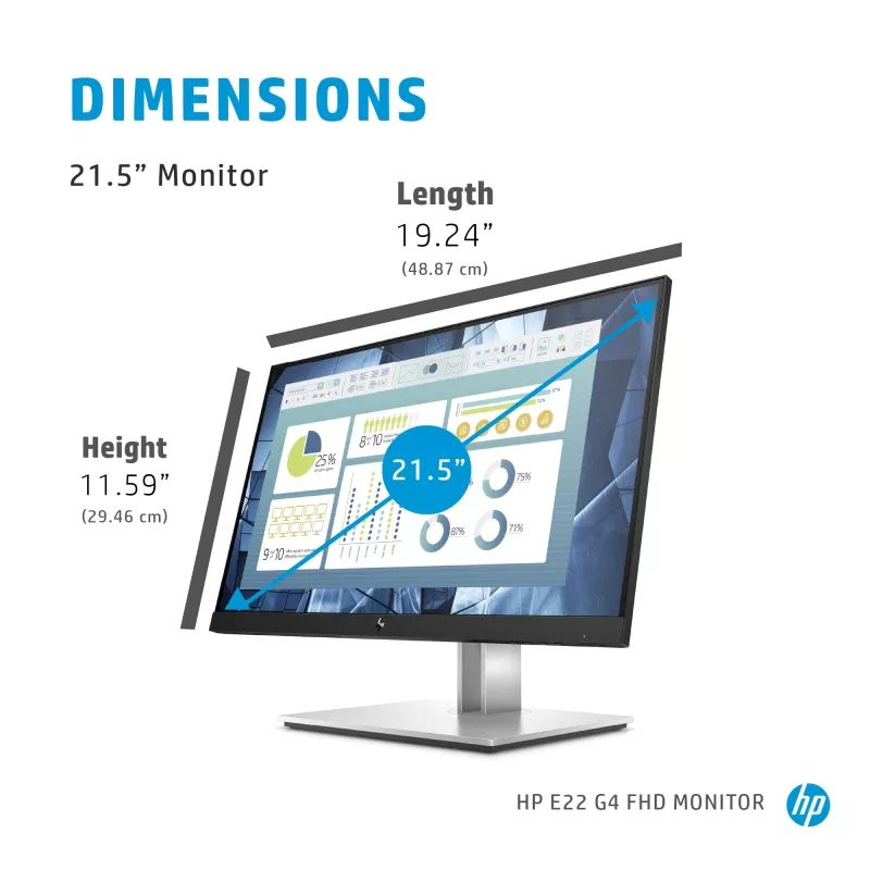Monitor de computador HP E-Series E22 G4 54,6 cm (21,5 polegadas) 1920 x 1080 píxeis Full HD LCD preto, prateado