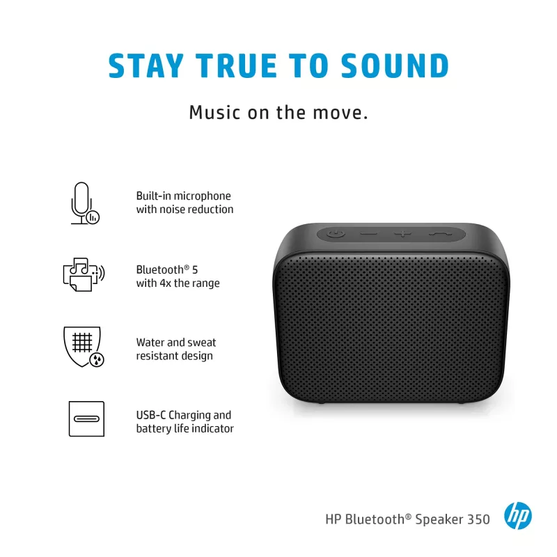 Altifalante Bluetooth HP 350 prateado, sem fios, branco, universal, bateria incorporada, 180 g, 78,5 mm