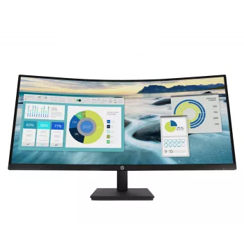 Monitor curvo HP P34hc G4 WQHD USB-C, 86,4 cm (34 polegadas), 3440 x 1440 píxeis, Wide Quad HD, LCD, 5 ms, preto
