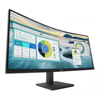 Monitor curvo HP P34hc G4 WQHD USB-C, 86,4 cm (34 polegadas), 3440 x 1440 píxeis, Wide Quad HD, LCD, 5 ms, preto
