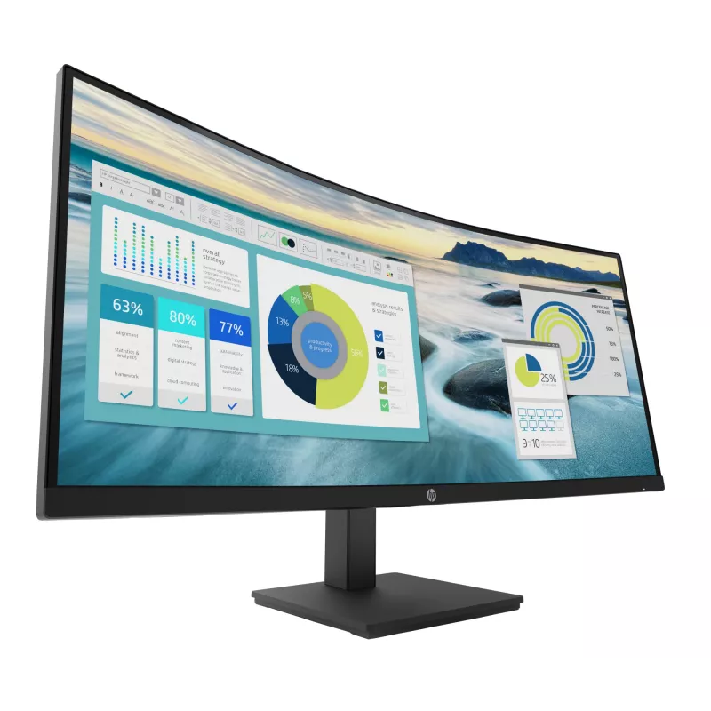 Monitor curvo HP P34hc G4 WQHD USB-C, 86,4 cm (34 polegadas), 3440 x 1440 píxeis, Wide Quad HD, LCD, 5 ms, preto