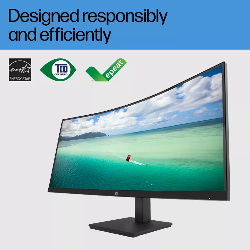 Monitor curvo HP P34hc G4 WQHD USB-C, 86,4 cm (34 polegadas), 3440 x 1440 píxeis, Wide Quad HD, LCD, 5 ms, preto