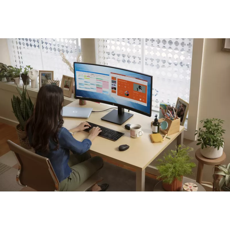 Monitor curvo HP P34hc G4 WQHD USB-C, 86,4 cm (34 polegadas), 3440 x 1440 píxeis, Wide Quad HD, LCD, 5 ms, preto