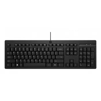 Teclado HP 125 com fios tamanho completo USB membrana QWERTY preto