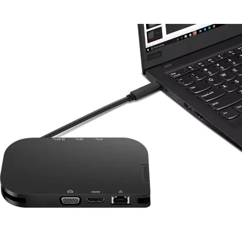 Hub de interface Lenovo 4X91H02421 USB Type-C 5000 Mbit/s preto