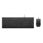 Conjunto de teclado e rato USB de tamanho completo com fios Lenovo 4X31R64409 — layout 100%, cabo de 1,8 m, preto, dinamarquês