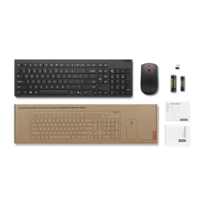 Teclado e rato incluídos Lenovo 4X31R64497 de escritório RF sem fios nórdico preto