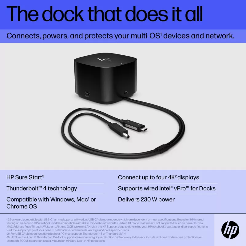 Docking station com fios HP Thunderbolt Dock 280W G4 Thunderbolt 4 preto