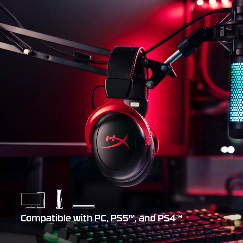 Headset gaming HyperX Cloud II Wireless (preto-vermelho)
