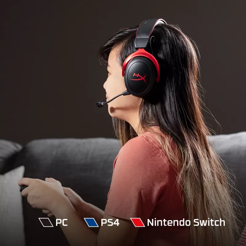 Headset gaming HyperX Cloud II Wireless (preto-vermelho)