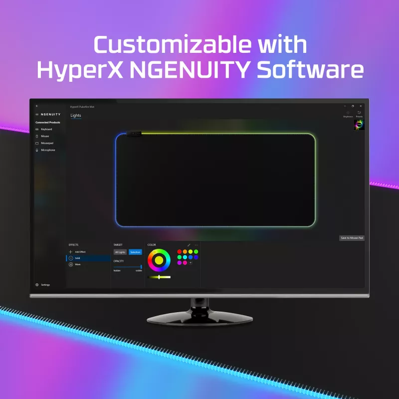 Tapete de rato gaming RGB HyperX Pulsefire Mat - tecido (XL)