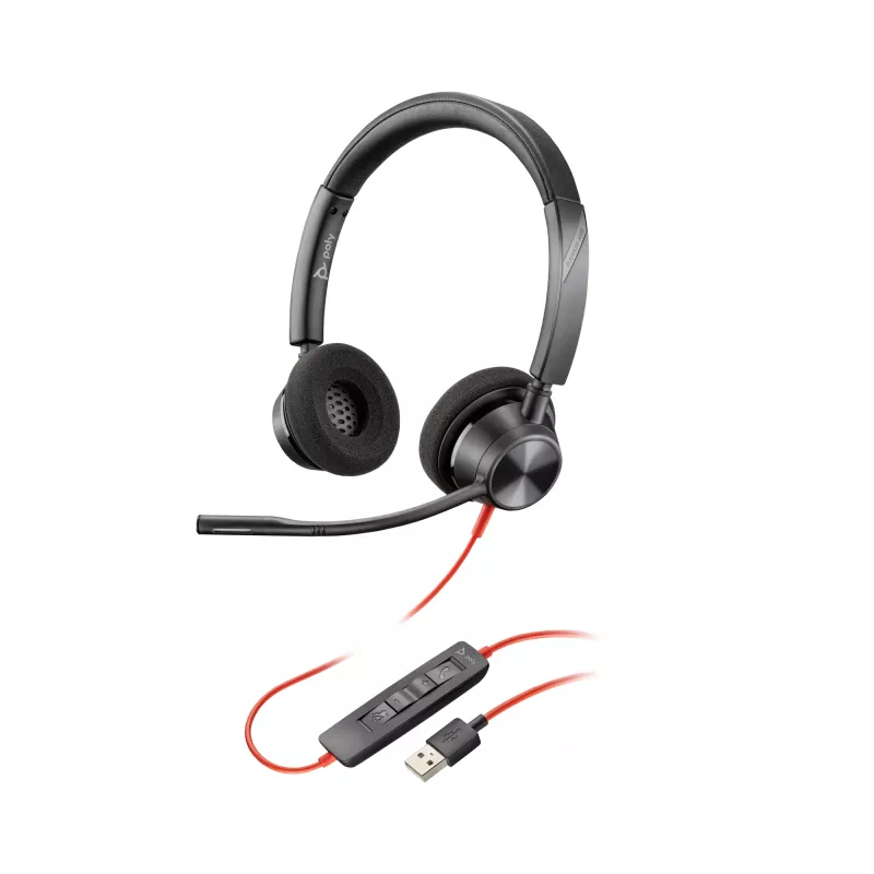 Headset HP Poly Poly Blackwire 3320 USB-A, com fios, escritório/call center, 130 g, headset, preto