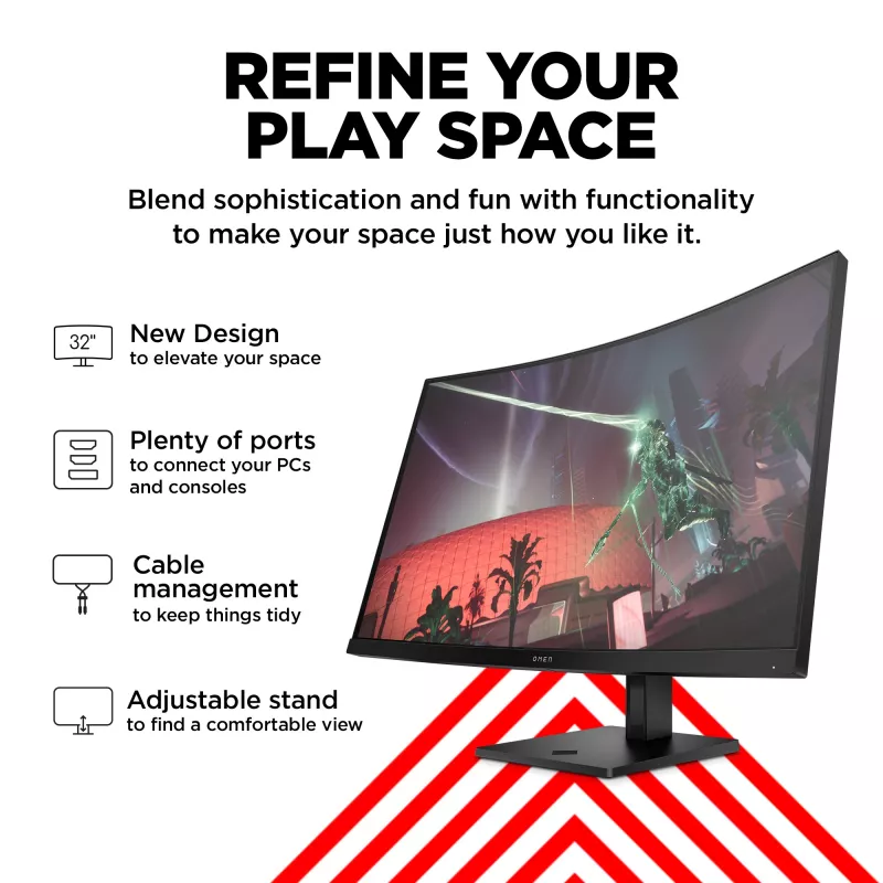 OMEN by HP 31,5 polegadas QHD 165Hz monitor gaming curvo - OMEN 32c (recondicionado)
