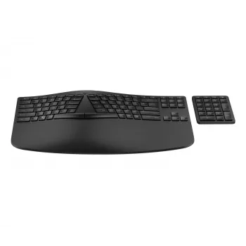 Teclado sem fios ergonómico HP 965, tamanho completo (100%), sem fios, RF sem fios + Bluetooth, membrana, preto