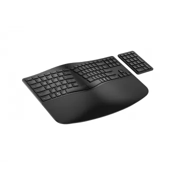 Teclado sem fios ergonómico HP 965, tamanho completo (100%), sem fios, RF sem fios + Bluetooth, membrana, preto