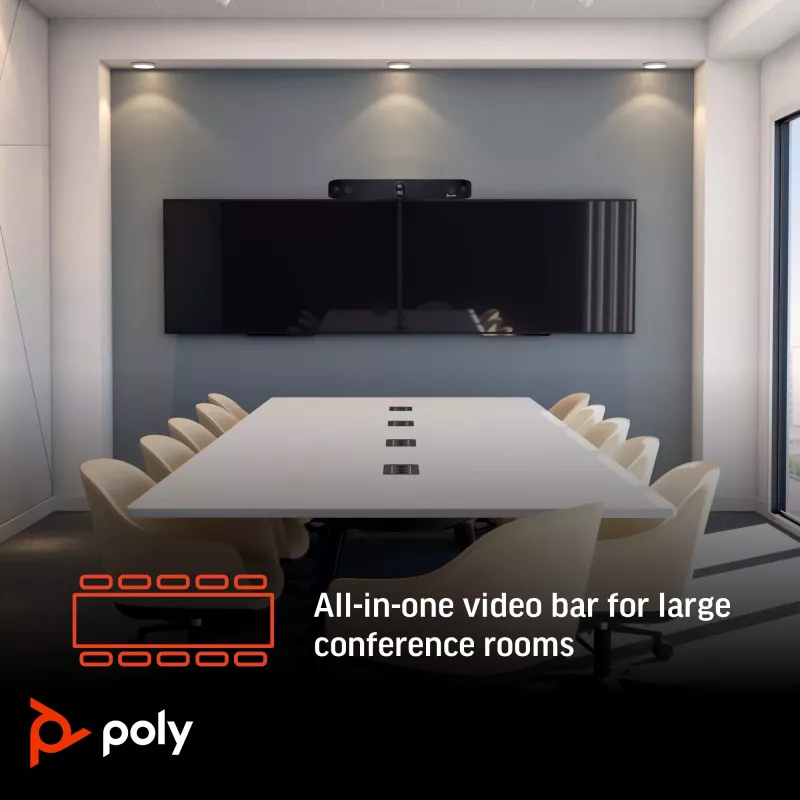 Barra de vídeo tudo-em-um HP Poly Studio X70, 357 kg, 0 - 40 °C, 15 - 80%, 840,2 mm, 135,4 mm, 117,3 mm