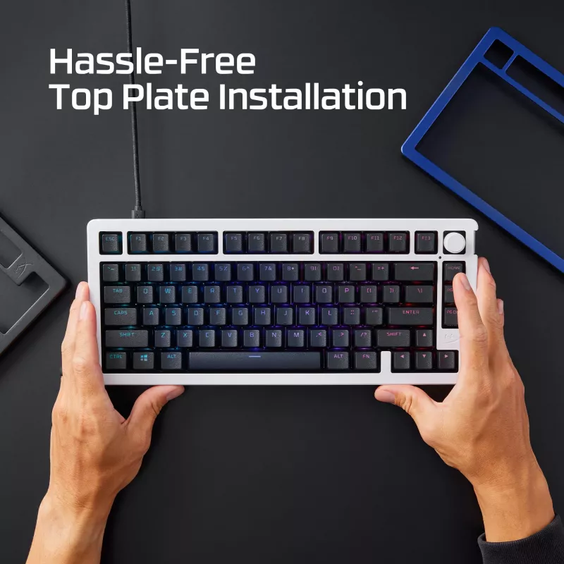 Placa superior mecânica para teclado Kingston HyperX Alloy Rise 85U09AA branco